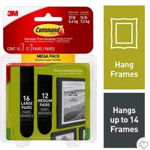 Command 28pc M/L Black Picture Hanging Strips